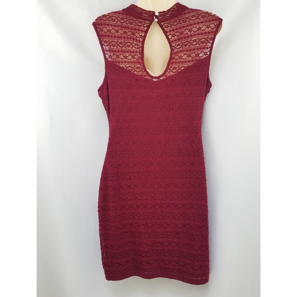 Guess Burgundy Red Lace Sweatheart Bodycon Dress 6 - Picture 2 of 7